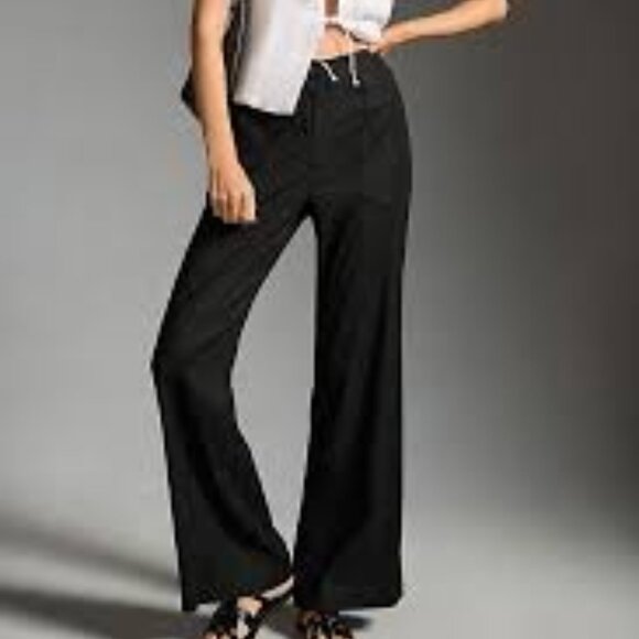 Maeve by Anthropologie Naomi classic  wide leg flare black woman's  pants size 8 - Picture 1 of 9